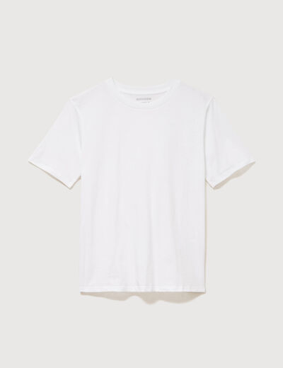 T-shirt droit col rond manches courtes blanc femme