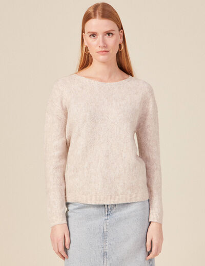 Pull manches longues creme femme