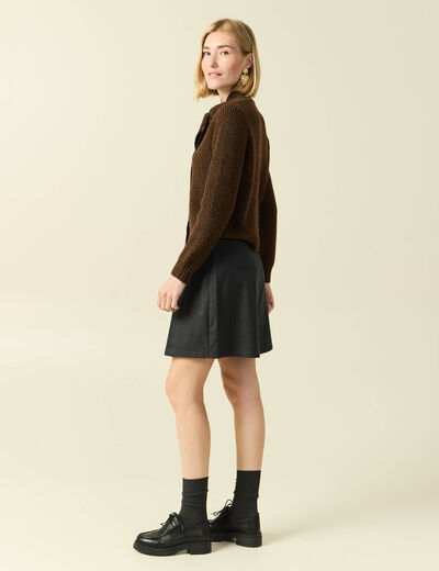 Jupe-short pliss&eacute;e gris femme