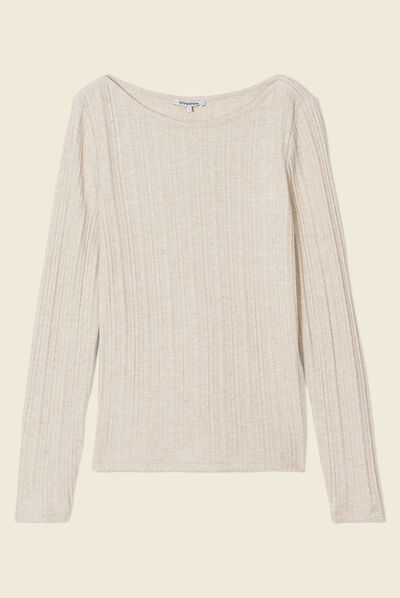 T-shirt manches longues creme femme