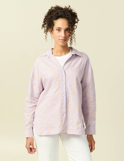 Chemise oversize en coton bleu ciel femme