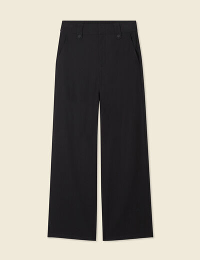 Pantalon large taille haute noir femme