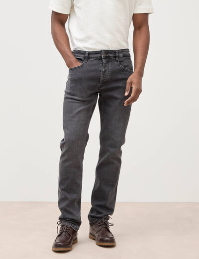 Jeans straight 5 poches denim gris homme