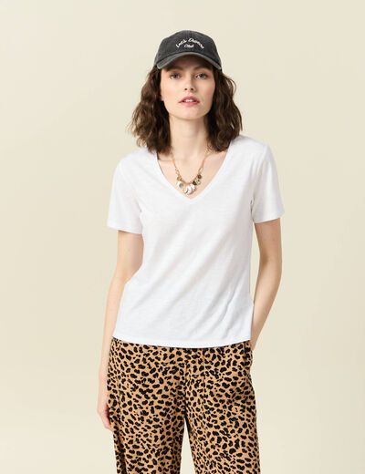 T-shirt manches courtes blanc femme