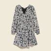 Robe fluide col v manches longues blanc femme