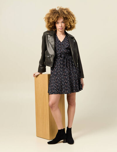 Robe évasée éco-responsable noir femme