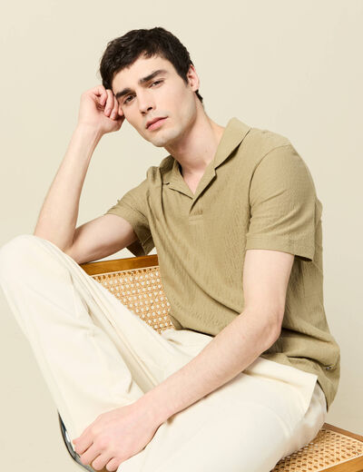Polo manches courtes vert olive homme