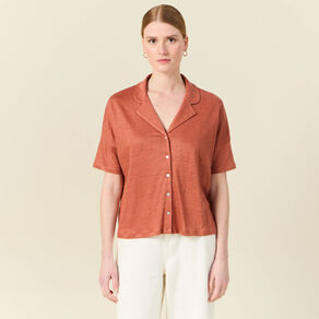 Chemise manches courtes orange femme