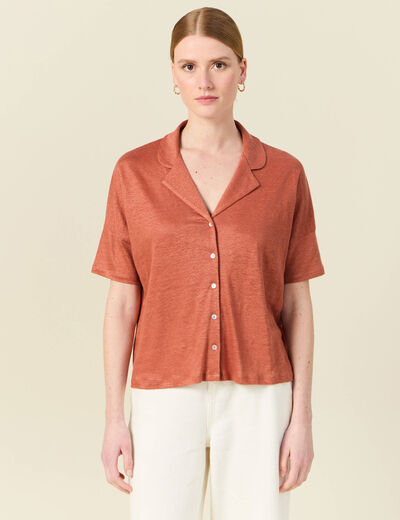 Chemise manches courtes orange femme