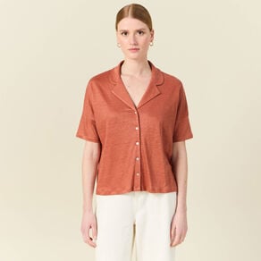 chemise manches courtes orange femme Chemise manches courtes orange femme