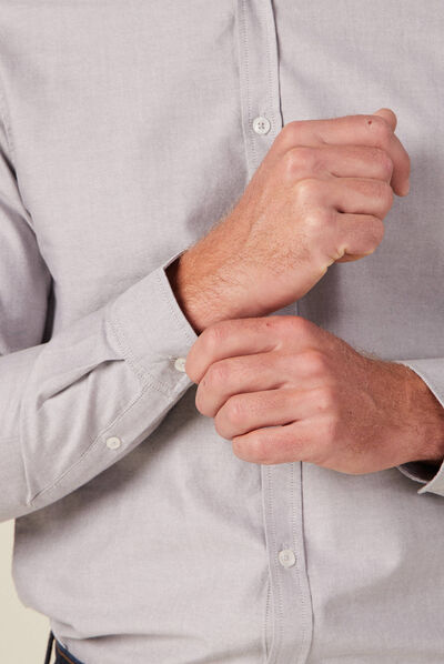 Chemise manches longues gris foncé homme