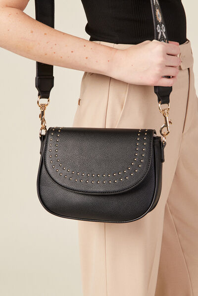 Sac besace avec clous noir femme