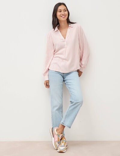 Blouse manches longues rose clair femme