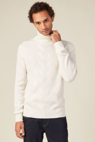 Pull manches longues ecru homme
