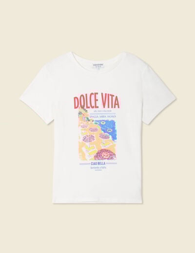 T-shirt manches courtes ecru femme