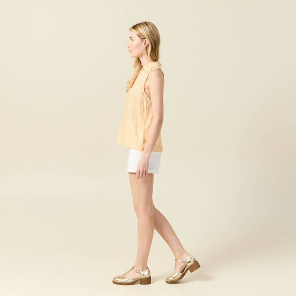 Blouse sans manches jaune paille femme