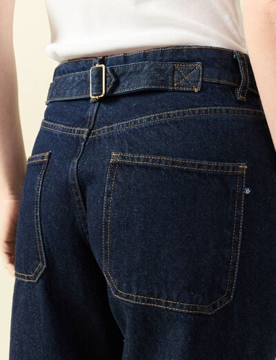 Jeans wide large taille haute denim brut rinse femme