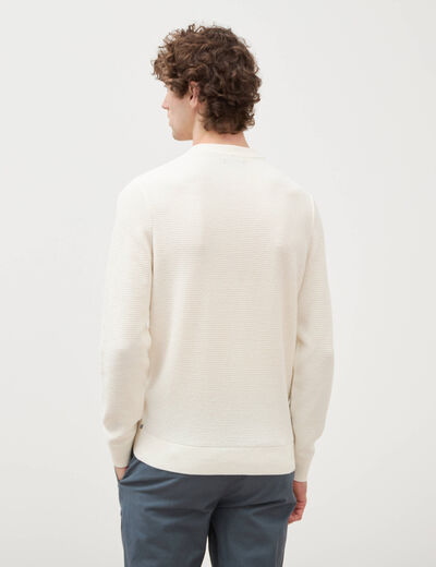 Pull col rond ecru homme