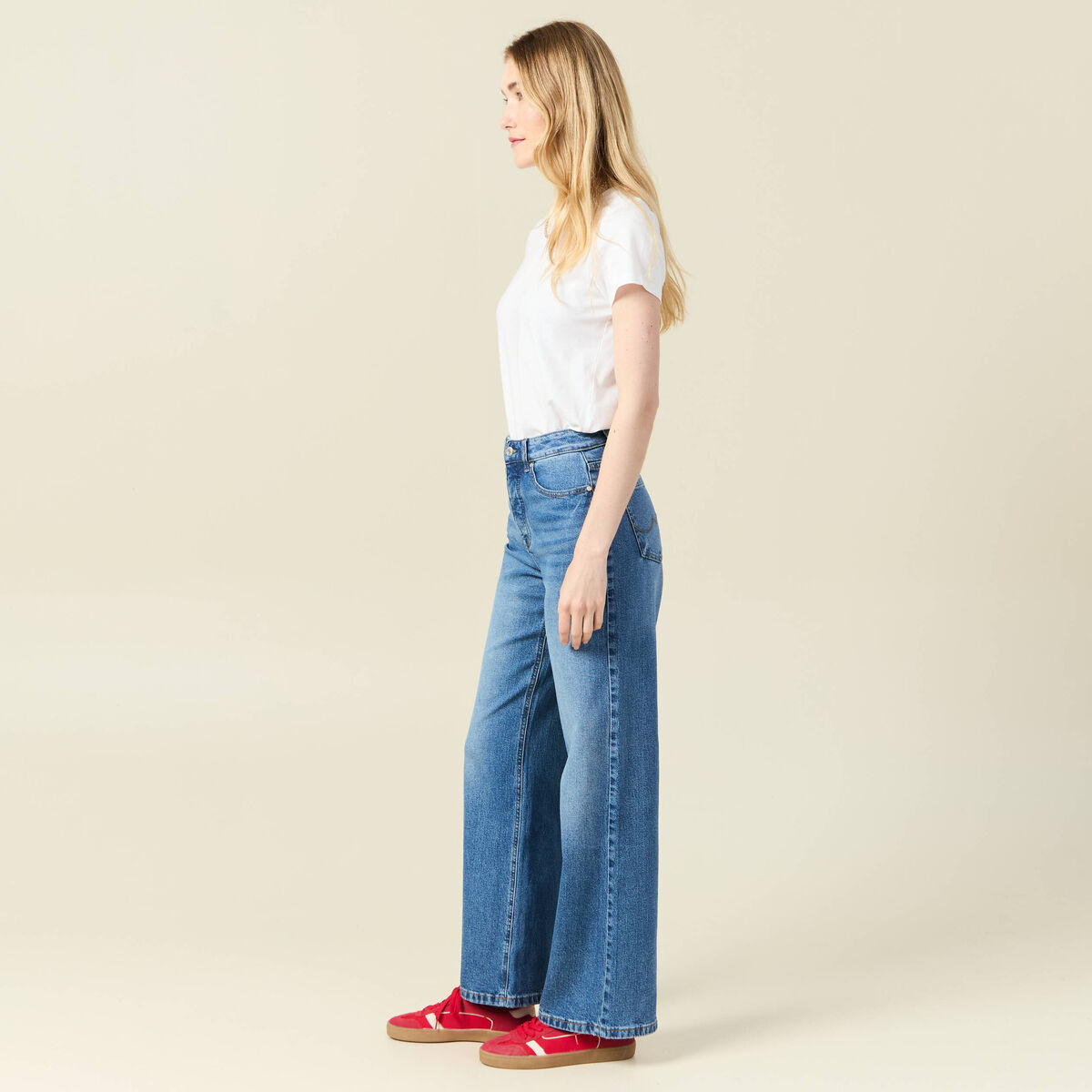 Jeans large éco-responsable denim stone femme