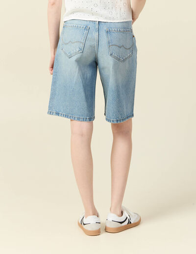 Bermuda large en jean denim used femme