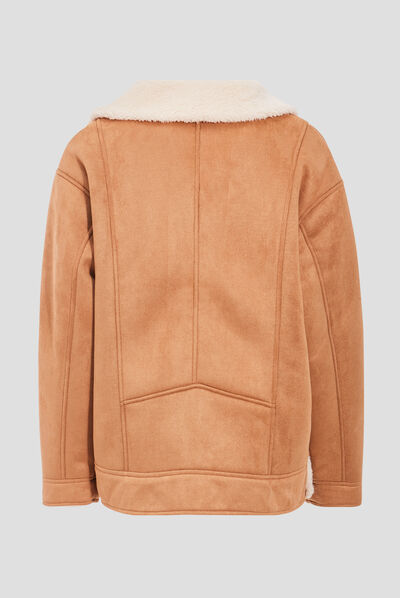Manteau droit boutonné marron femme