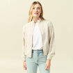 Veste manches longues col montant ecru femme
