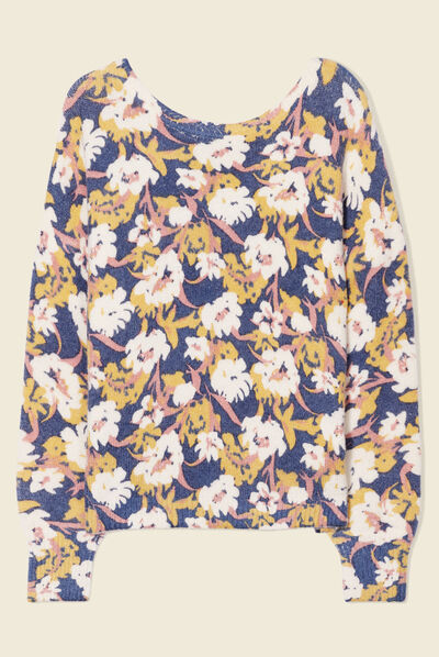 Pull manches longues bleu marine femme