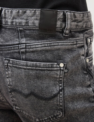 Jeans girlfriend 5 poches denim snow gris femme