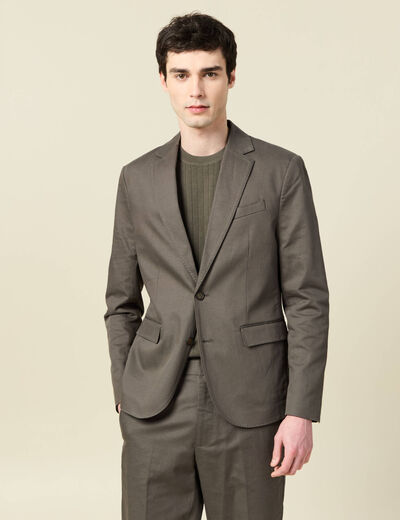 Blazer manches longues col classique vert fonc&eacute; homme