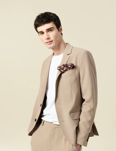 Blazer manches longues col tailleur taupe homme