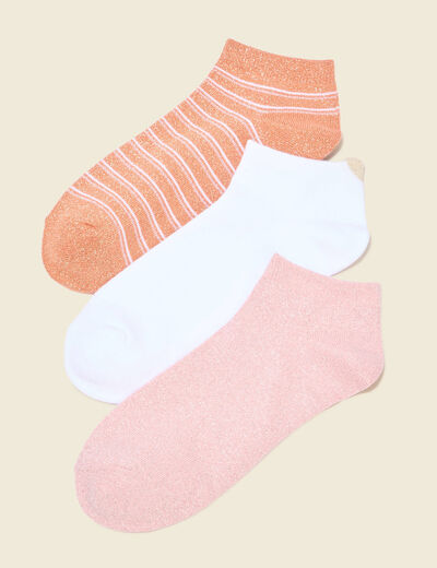 Lot 3 paires chaussettes rose pastel femme