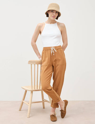 Pantalon taille standard marron femme