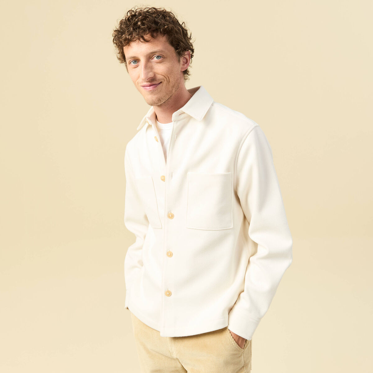 Surchemise oversize col classique ecru homme