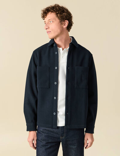 Surchemise oversize col classique bleu marine homme