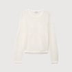 Pull ajour&eacute; col rond manches longues ecru femme