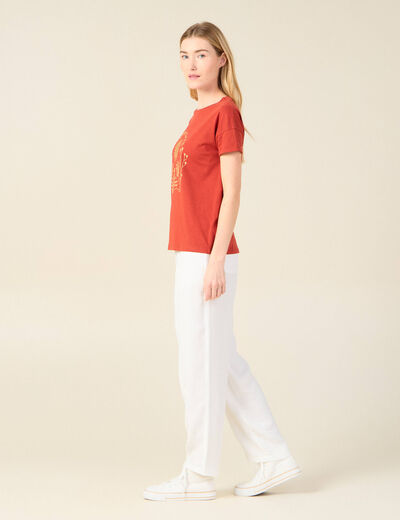 T-shirt éco-responsable rouge foncé femme