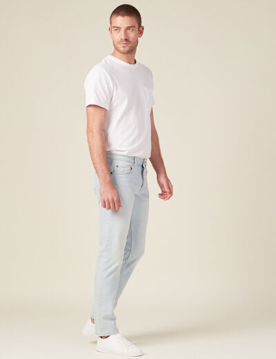 Jeans straight 5 poches denim bleach homme