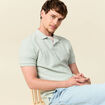 Polo cintré manches courtes en coton vert clair homme