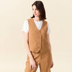 Gilet ajust&eacute; sans manches doubl&eacute; beige femme