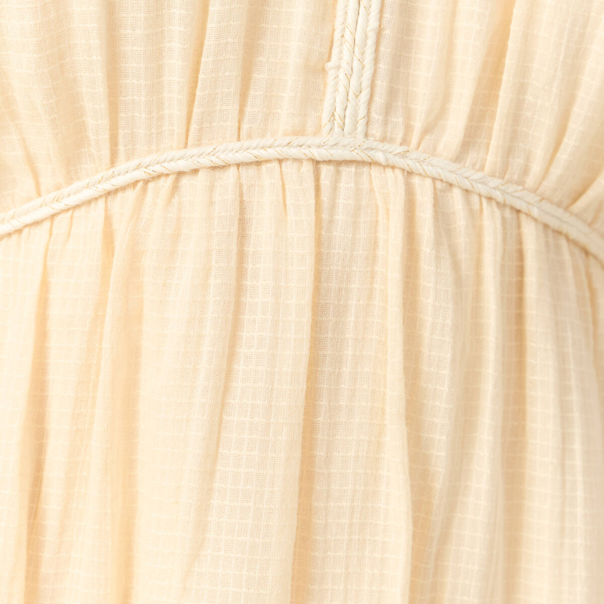 Robe longue empire col en V creme femme