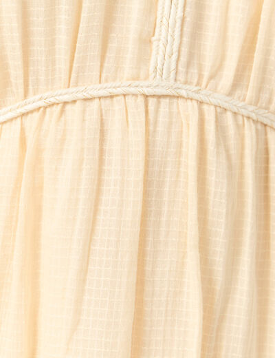 Robe longue empire col en V creme femme