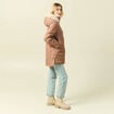 Parka droite &agrave; capuche marron clair femme