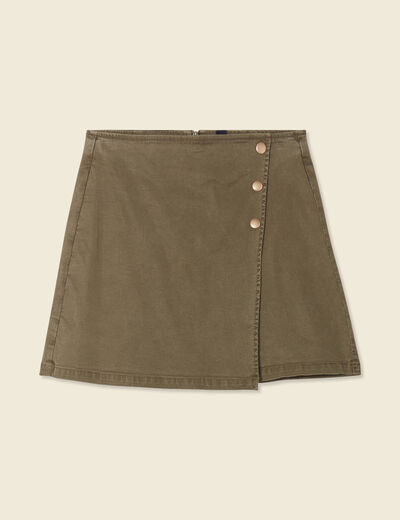 Jupe chino trapèze vert kaki femme