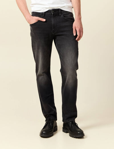 Jeans straight longueur 34 denim denim noir homme