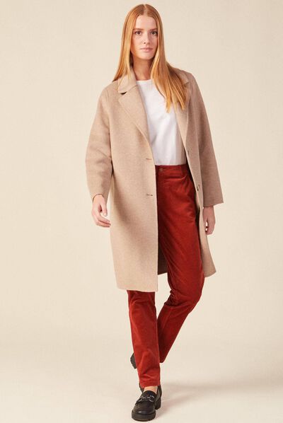 Pantalon chino velours côtelé rouge foncé femme