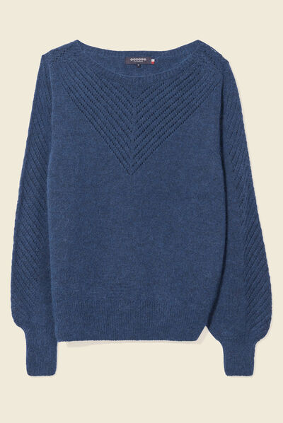 Pull manches longues bleu canard femme