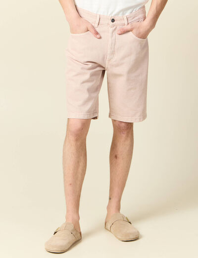 Bermuda droit en jean rose homme