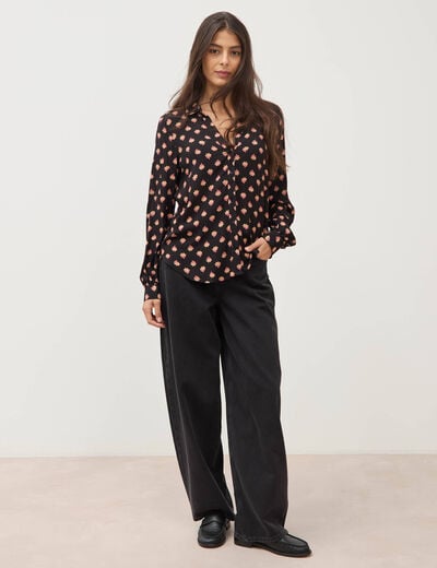 Blouse manches longues noir femme
