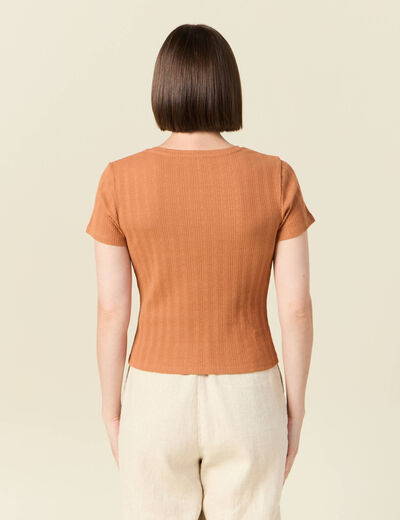 T-shirt manches courtes terracotta femme