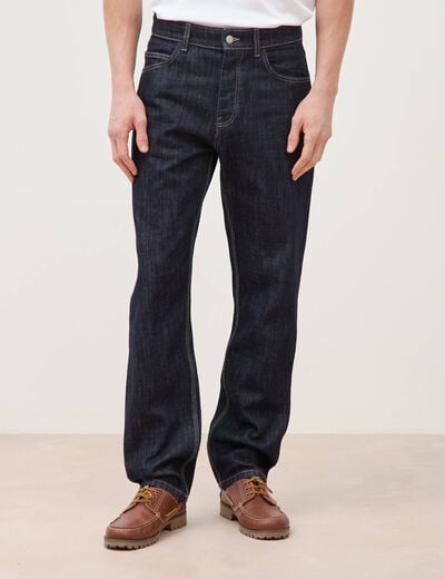 Jeans straight en coton longueur 32 denim brut rinse homme